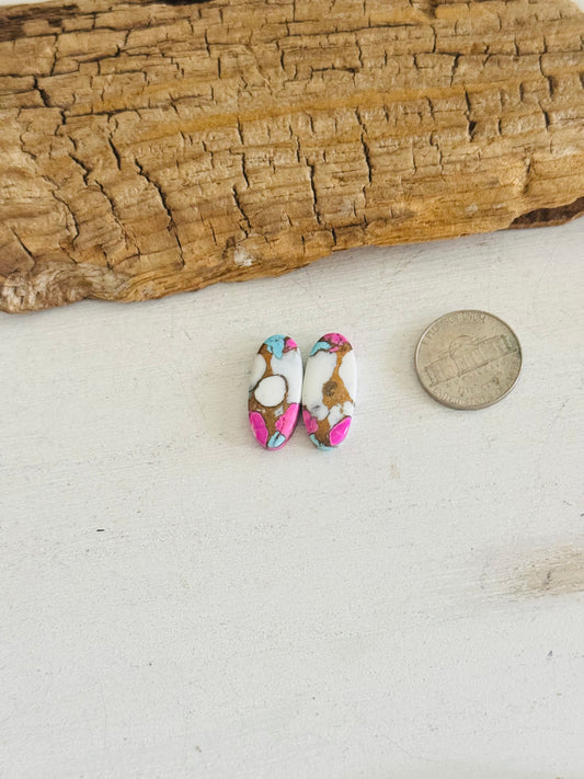 Cotton Candy Dahlia Composite Matching Earring Cabs