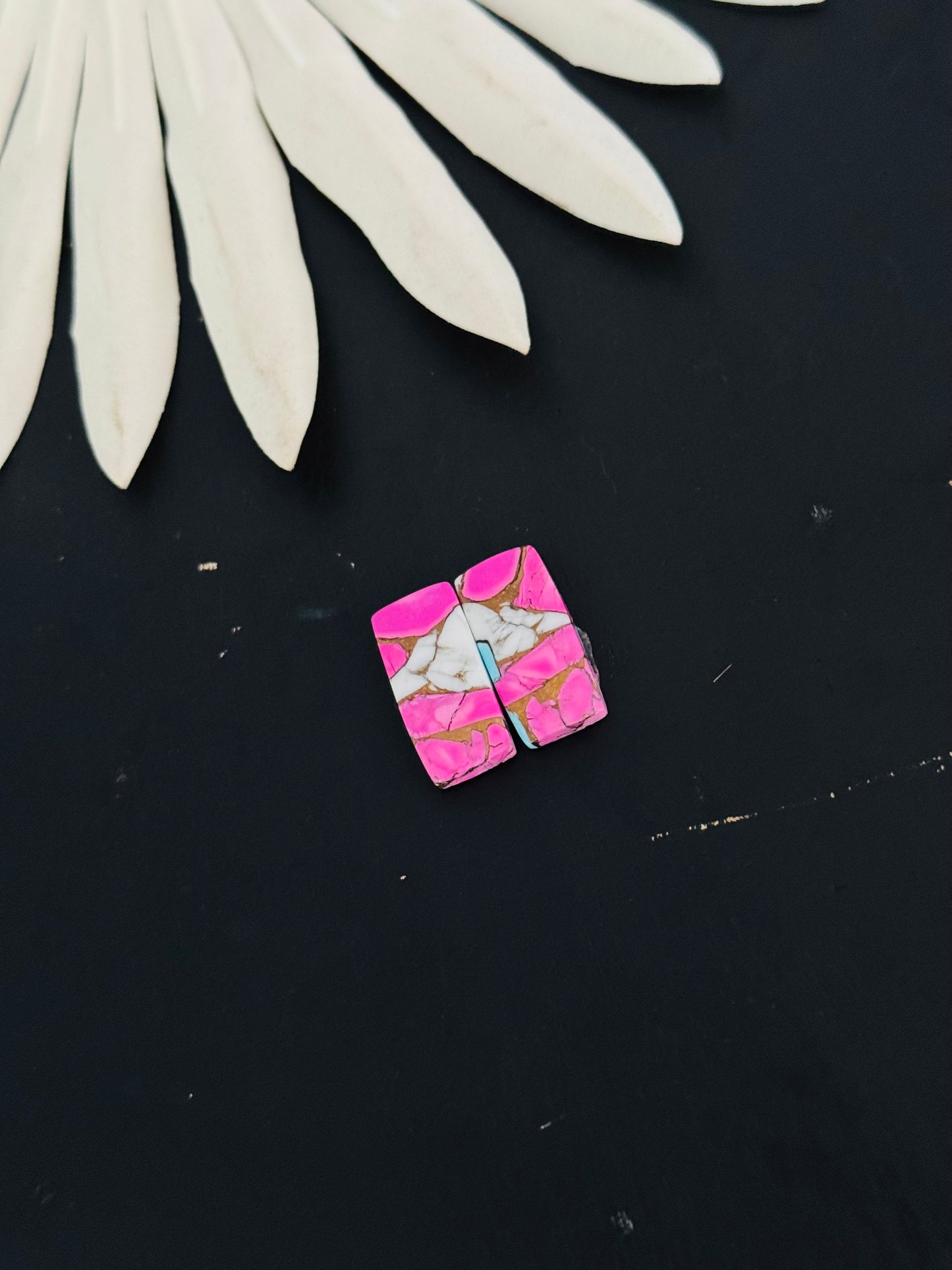Cotton Candy Dahlia Composite Matching Earring Cabs
