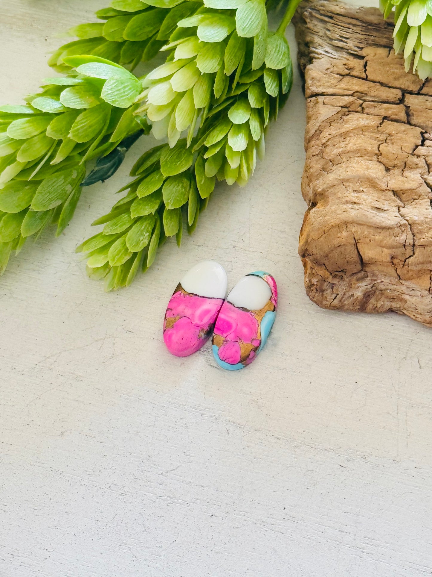 Cotton Candy Dahlia Composite Matching Earring Cabs