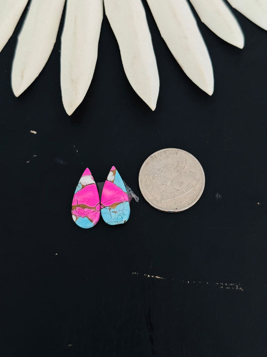 Cotton Candy Dahlia Composite Matching Earring Cabs