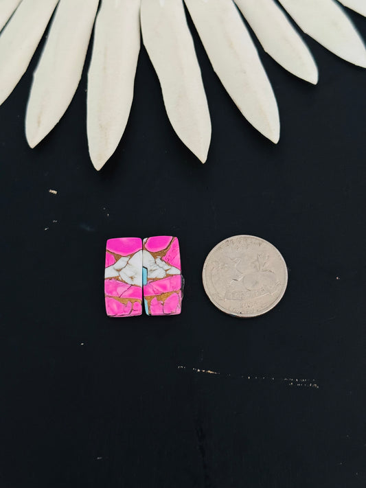 Cotton Candy Dahlia Composite Matching Earring Cabs