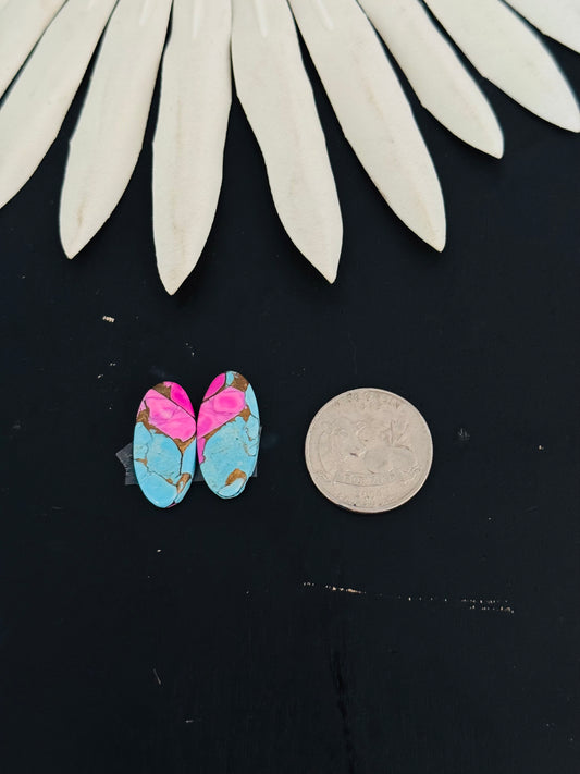 Cotton Candy Dahlia Composite Matching Earring Cabs