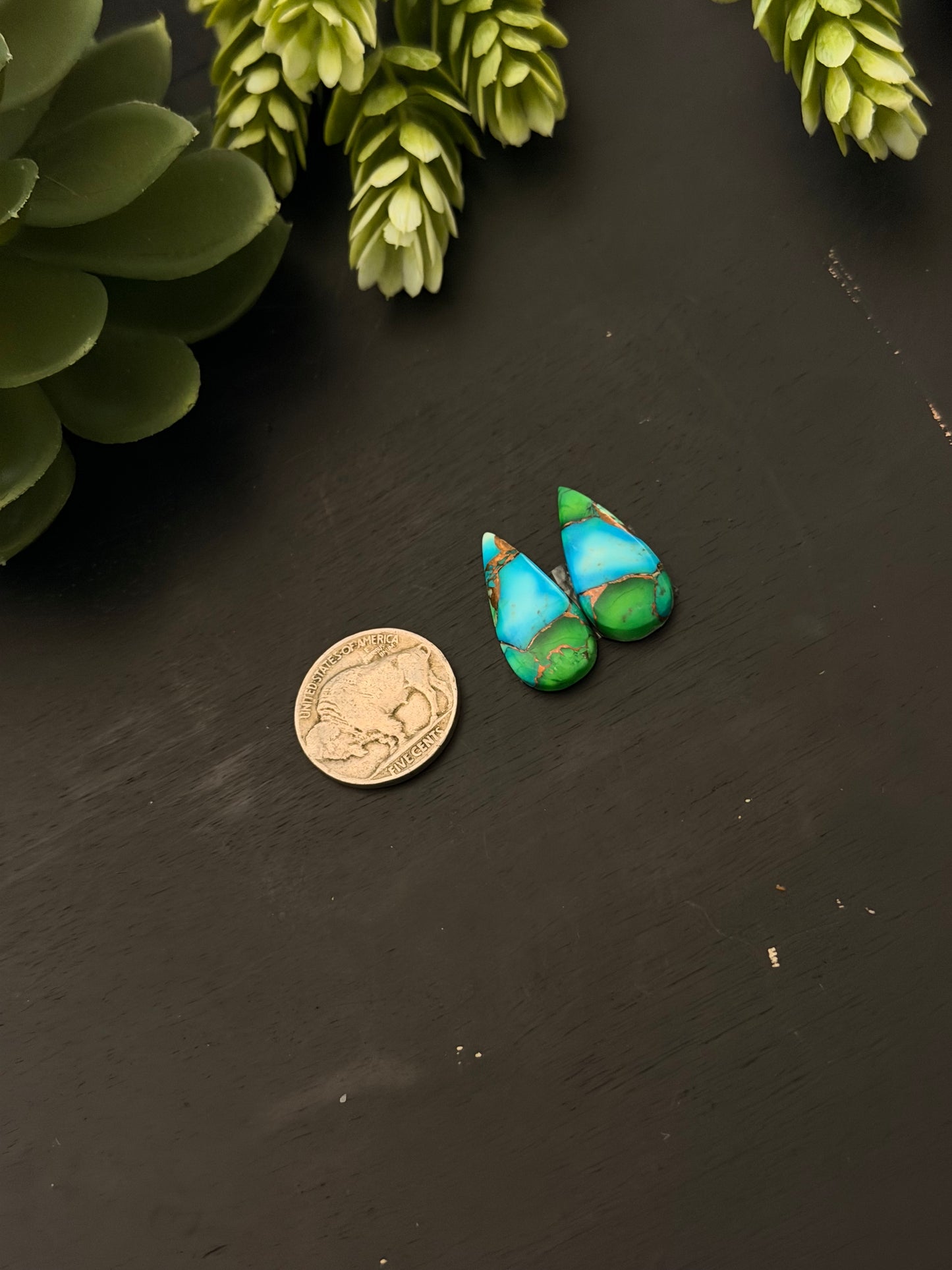 Peacock Dahlia Composite Earring Set