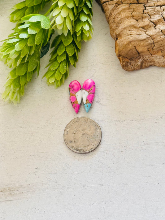 Cotton Candy Dahlia Composite Matching Earring Cabs