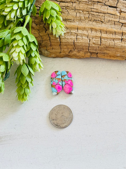 Cotton Candy Dahlia Composite Matching Earring Cabs