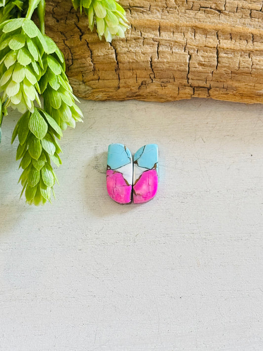 Cotton Candy Dahlia Composite Matching Earring Cabs