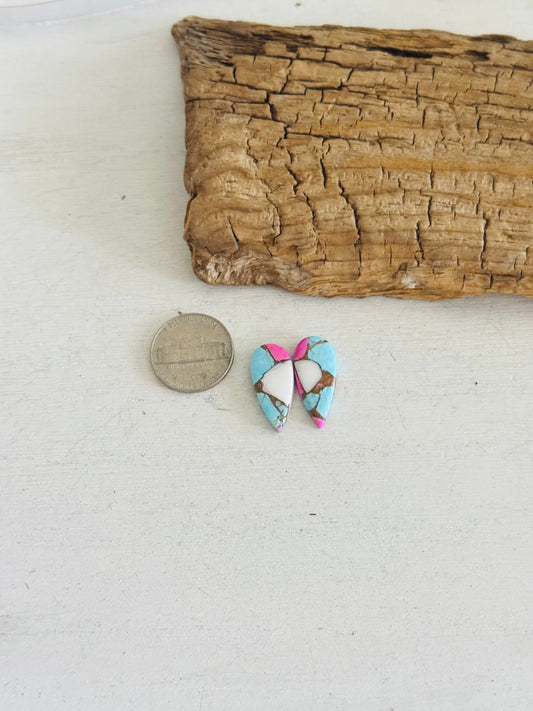 Cotton Candy Dahlia Composite Matching Earring Cabs