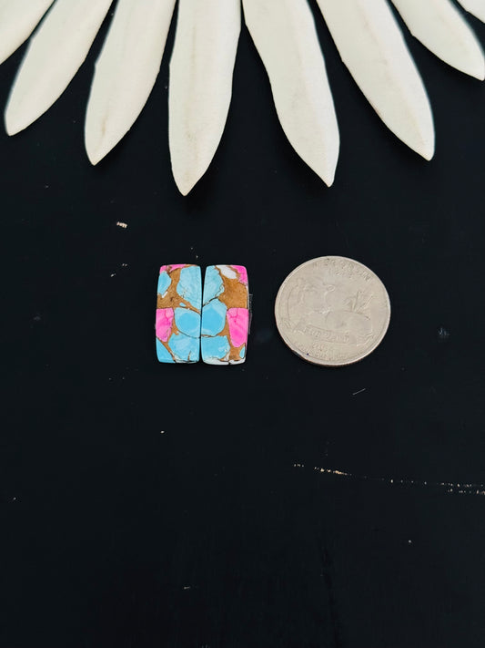 Cotton Candy Dahlia Composite Matching Earring Cabs
