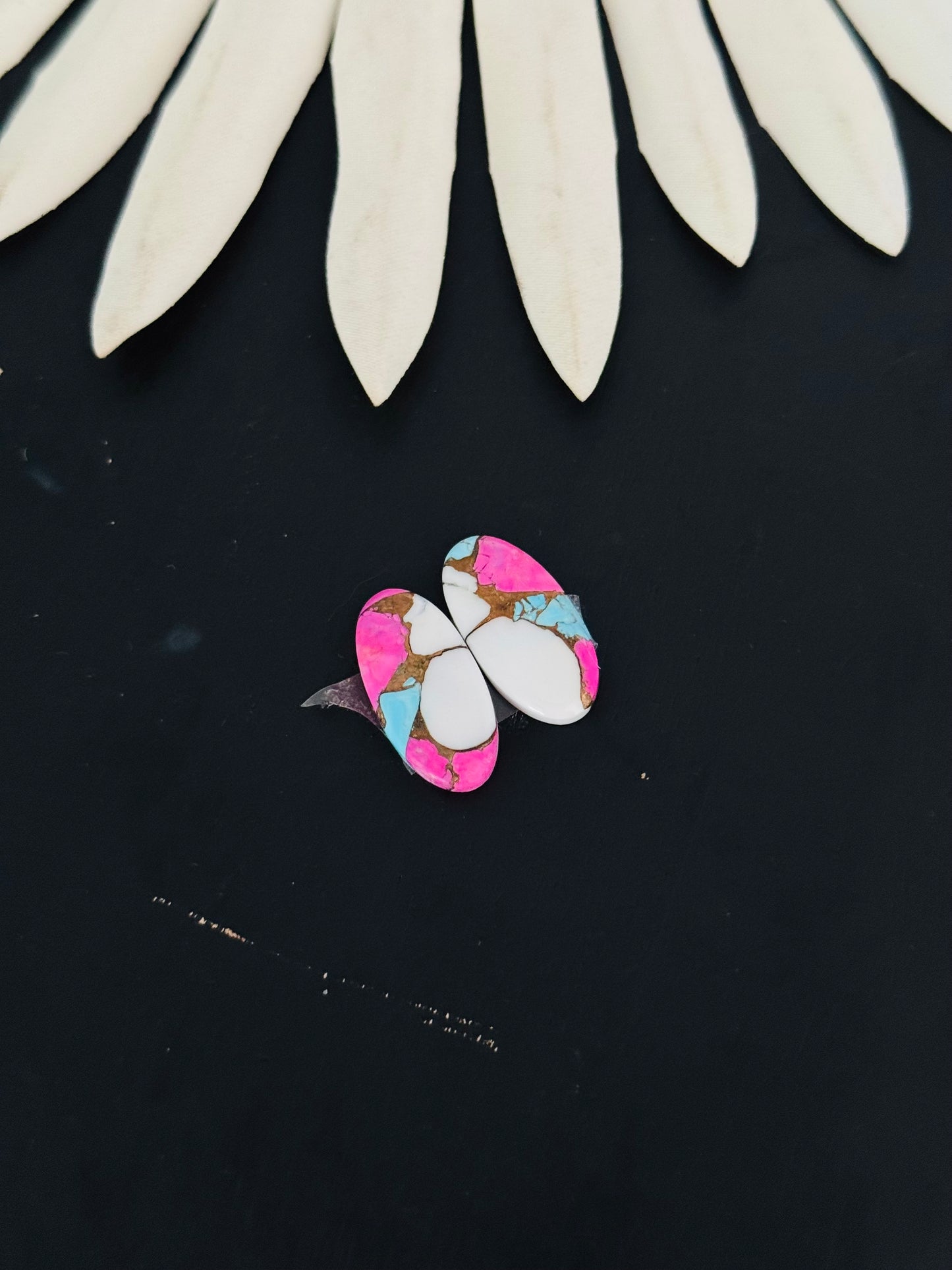 Cotton Candy Dahlia Composite Matching Earring Cabs