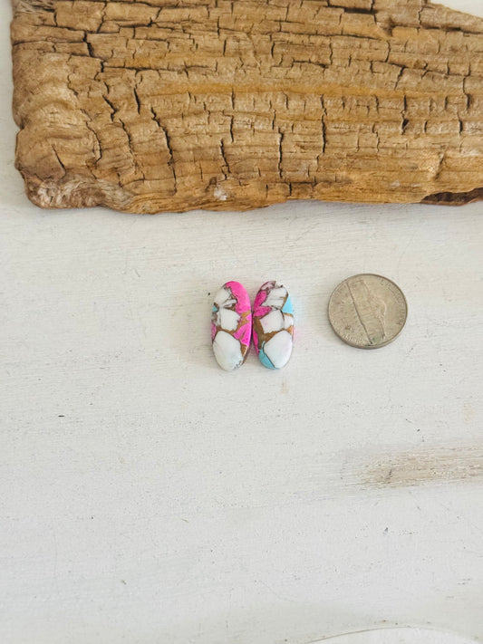 Cotton Candy Dahlia Composite Matching Earring Cabs