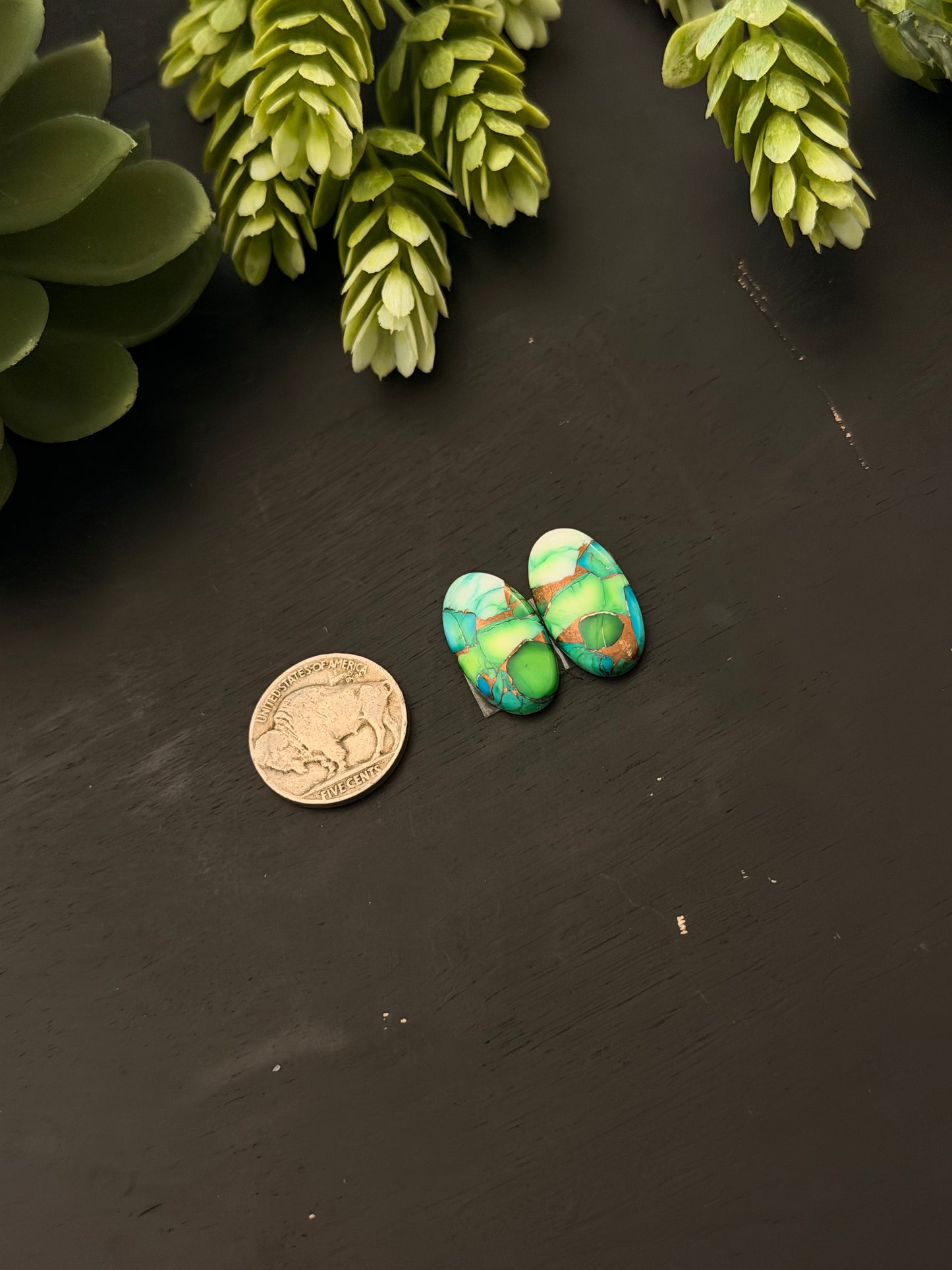 Peacock Dahlia Composite Earring Set