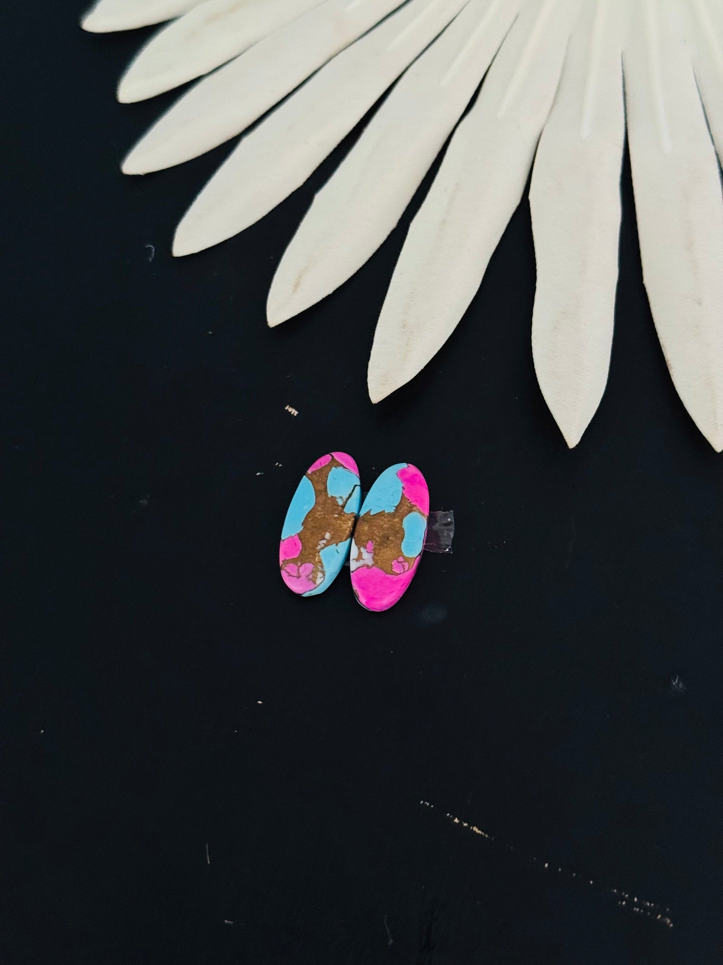 Cotton Candy Dahlia Composite Matching Earring Cabs