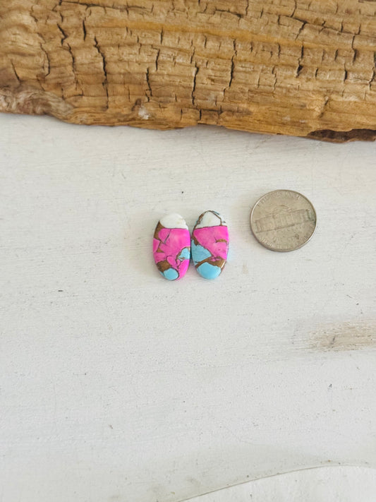 Cotton Candy Dahlia Composite Matching Earring Cabs
