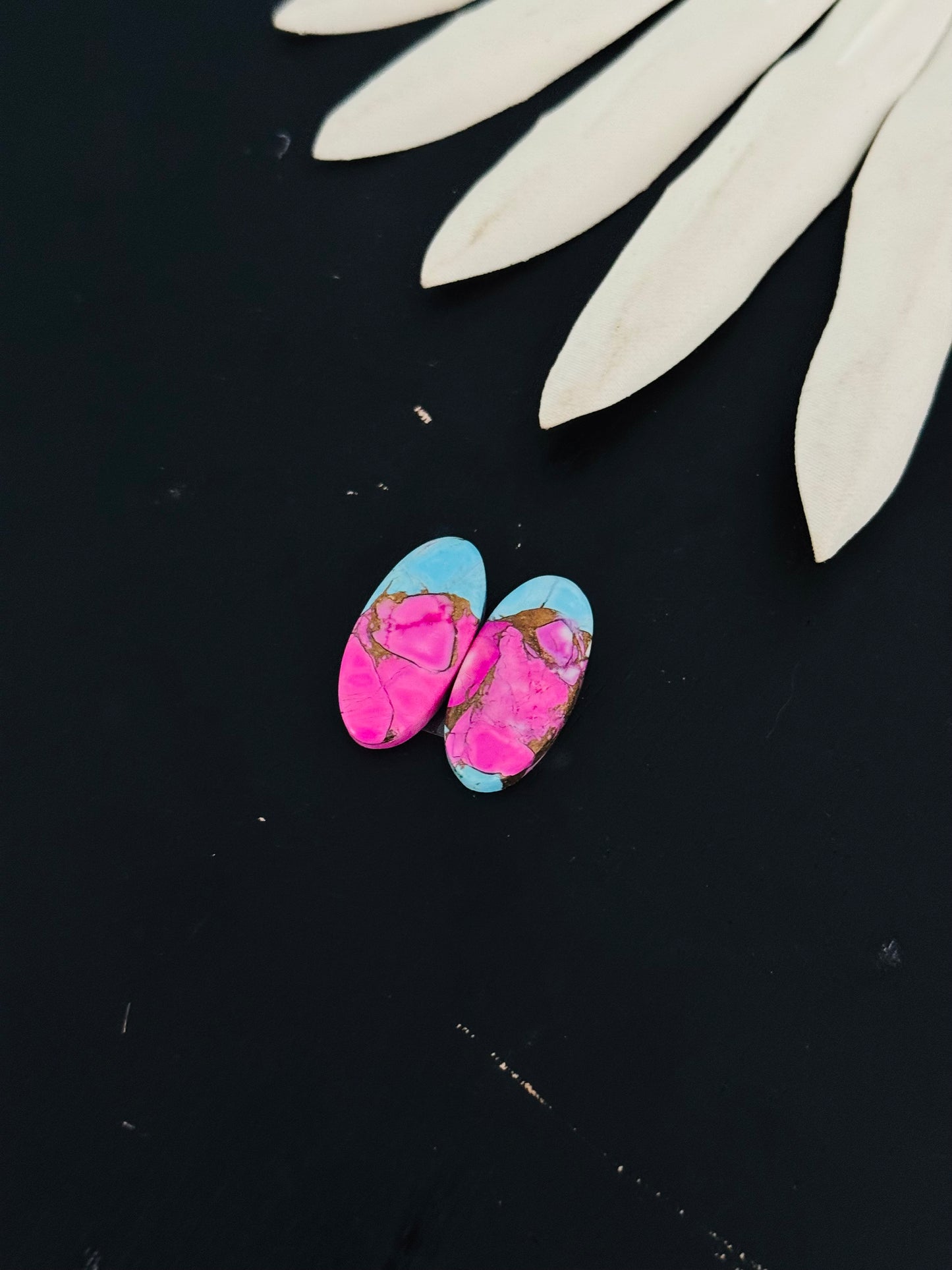 Cotton Candy Dahlia Composite Matching Earring Cabs