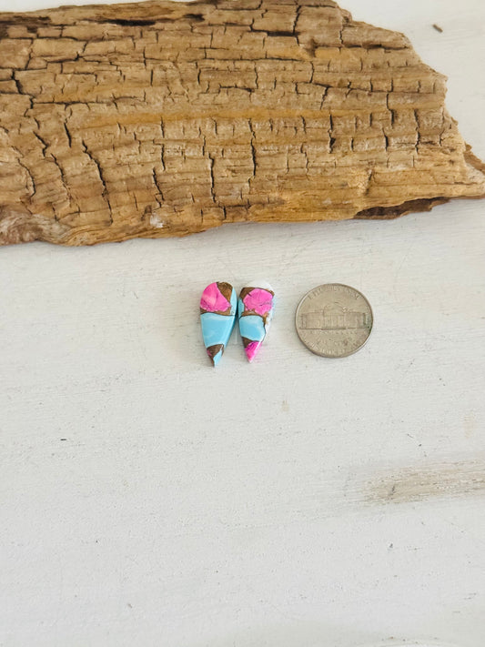 Cotton Candy Dahlia Composite Matching Earring Cabs