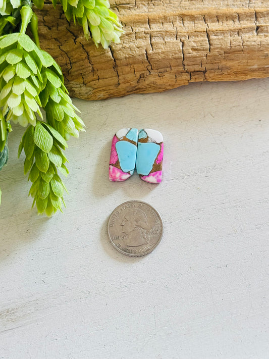 Cotton Candy Dahlia Composite Matching Earring Cabs