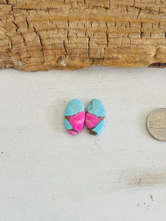 Cotton Candy Dahlia Composite Matching Earring Cabs