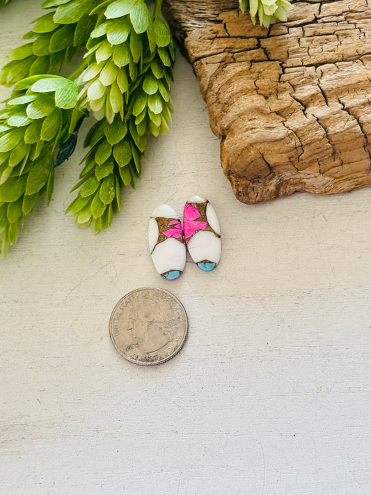 Cotton Candy Dahlia Composite Matching Earring Cabs