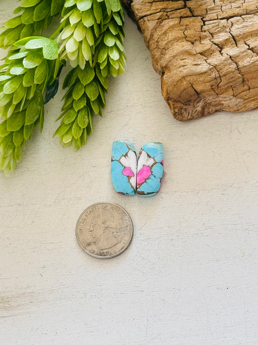 Cotton Candy Dahlia Composite Matching Earring Cabs