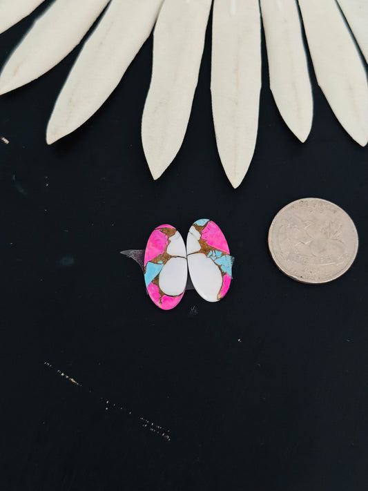 Cotton Candy Dahlia Composite Matching Earring Cabs